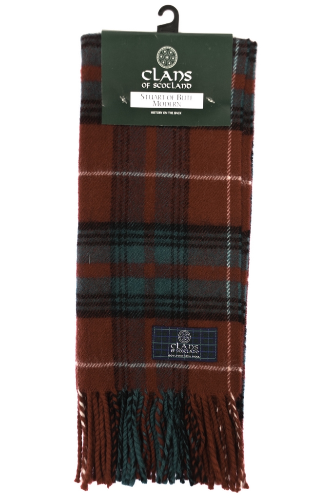 Scottish 100 % Authentic Wool Tartan Stuart of Bute Clan Scarf New ! 